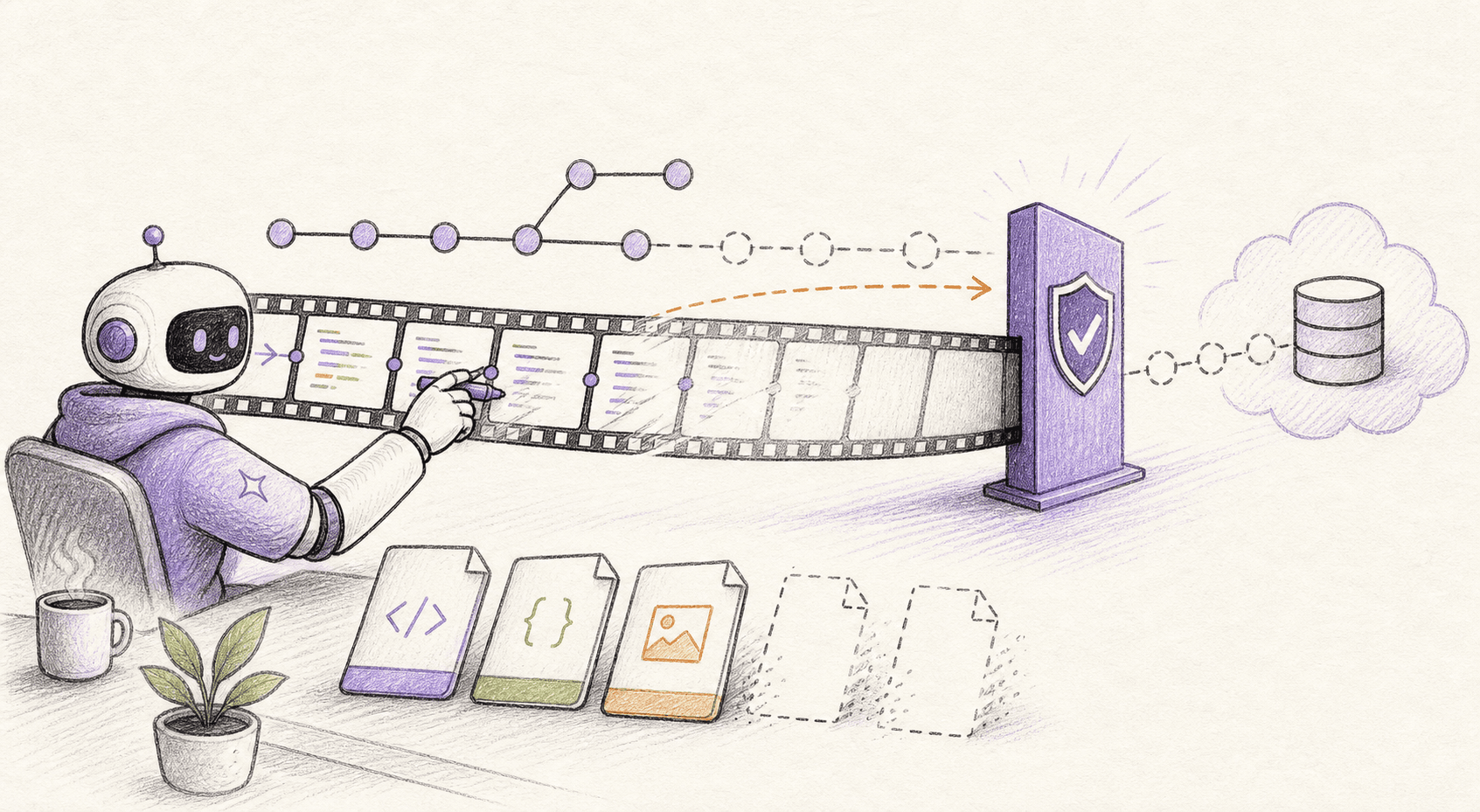 Editorial sketch of an unattended agent's forceful Git history rewrite stopped before the remote repository