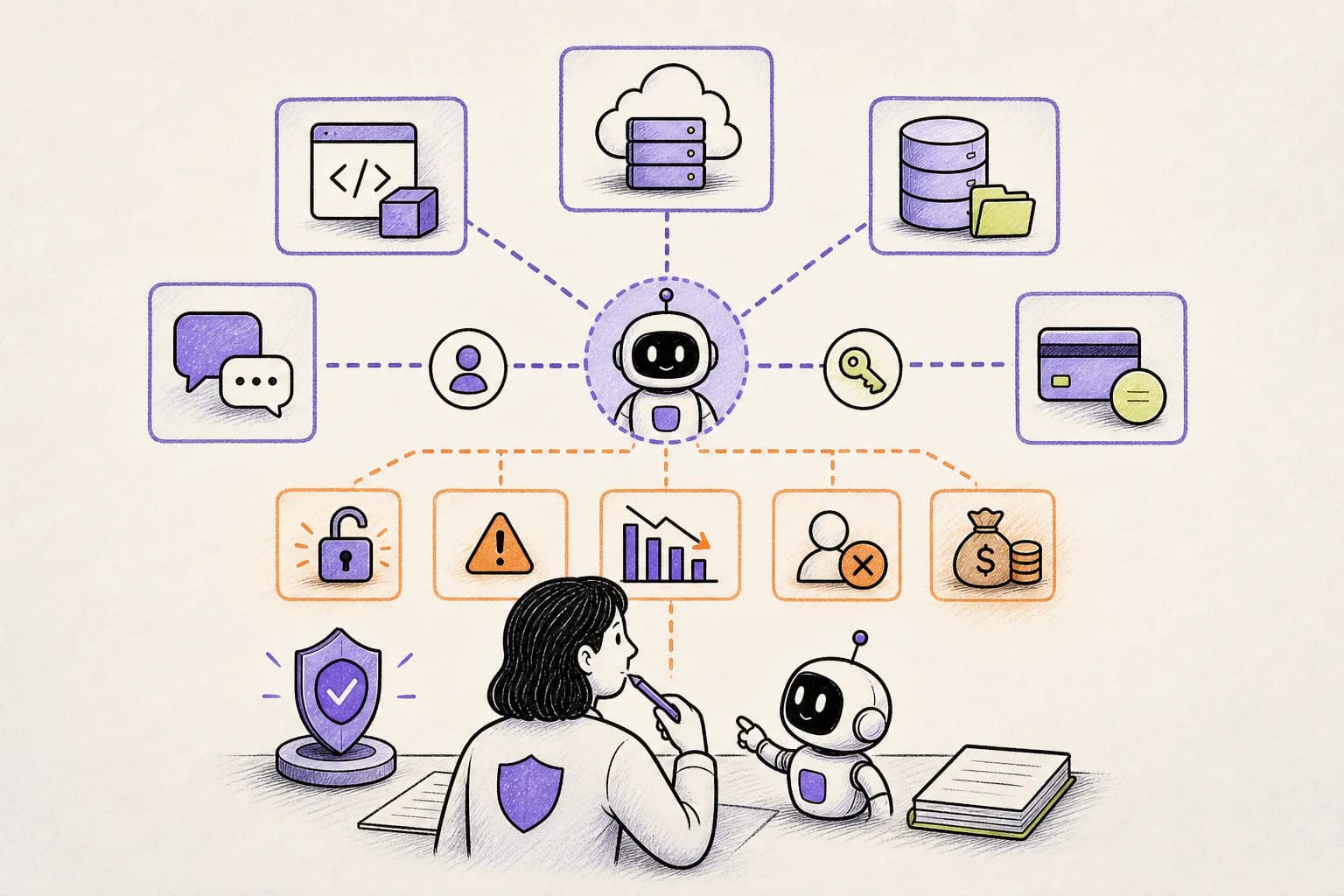 A CISO mapping AI agents to code, cloud systems, business data, communications, and payments