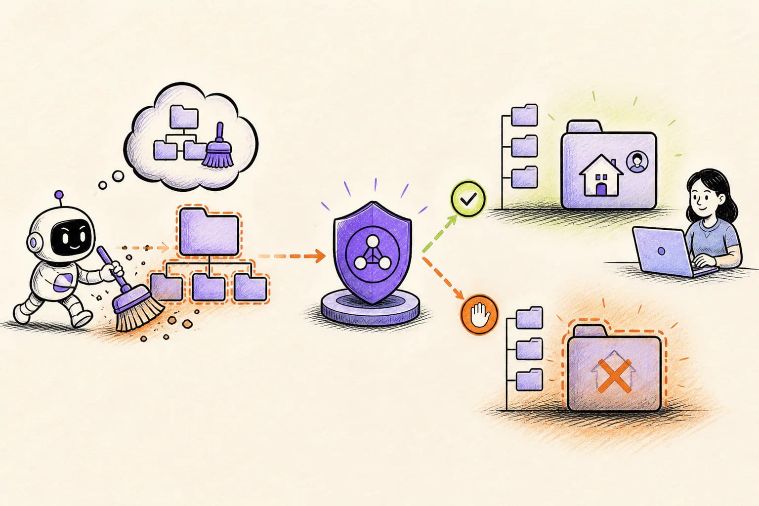 A Leash checkpoint protecting a home directory when an AI agent proposes recursive cleanup