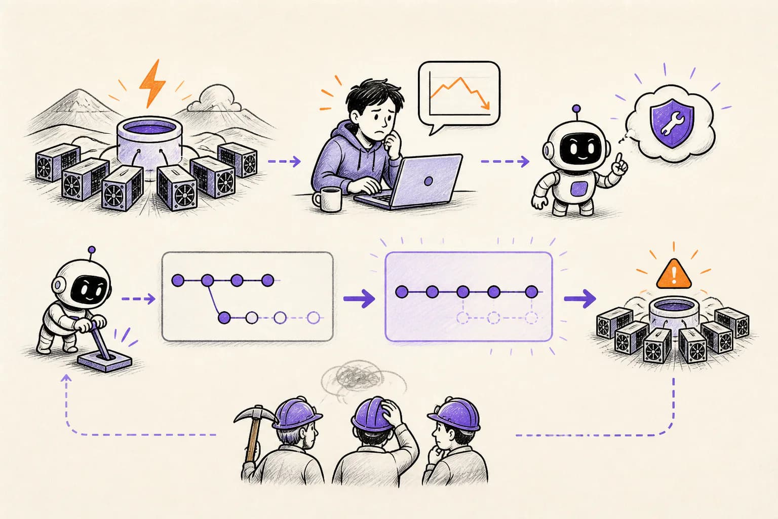 An AI agent rewriting Git history in a live mining-pool repository during an outage
