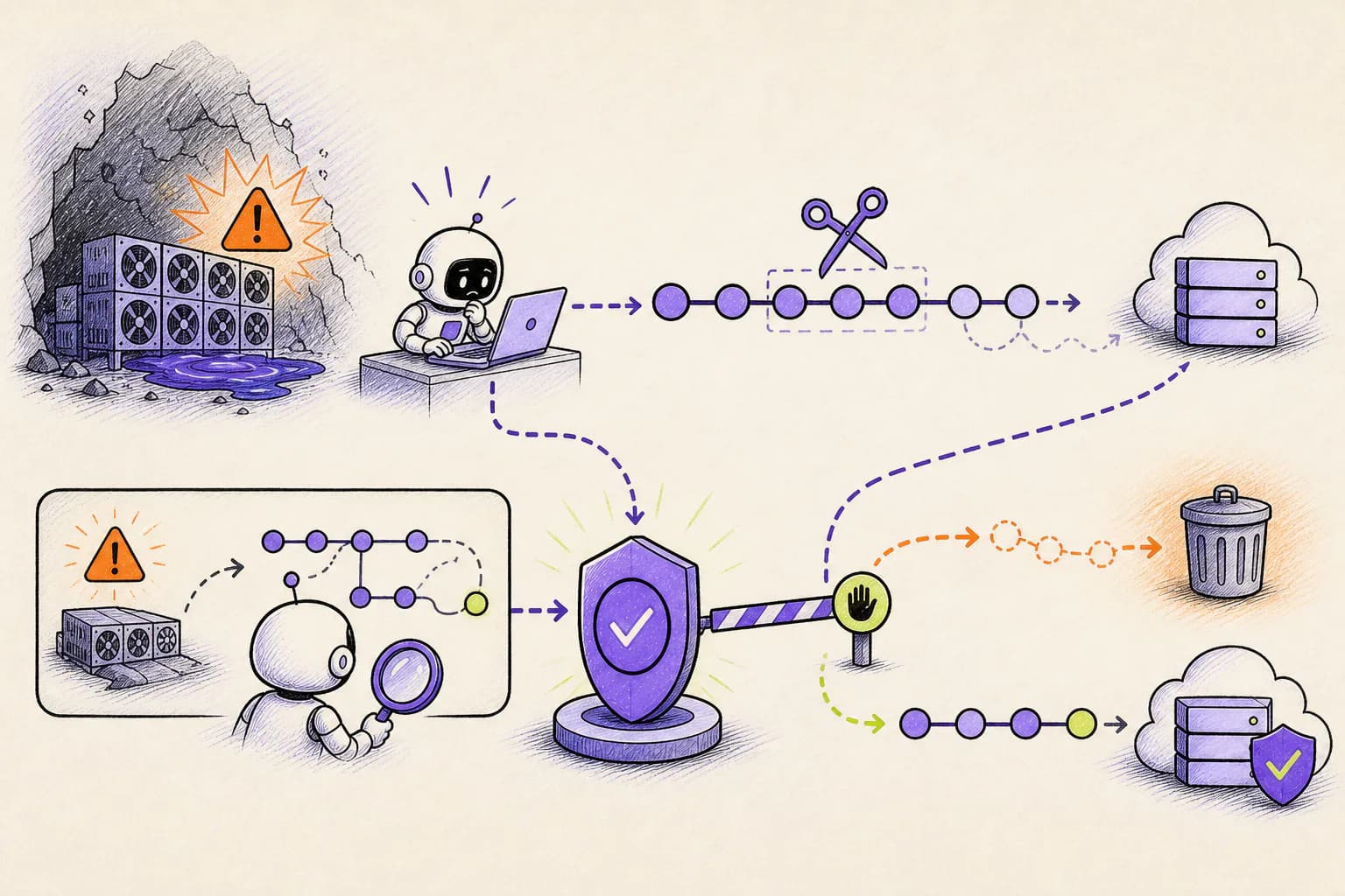 A Leash checkpoint pausing a Git history rewrite during a live production outage