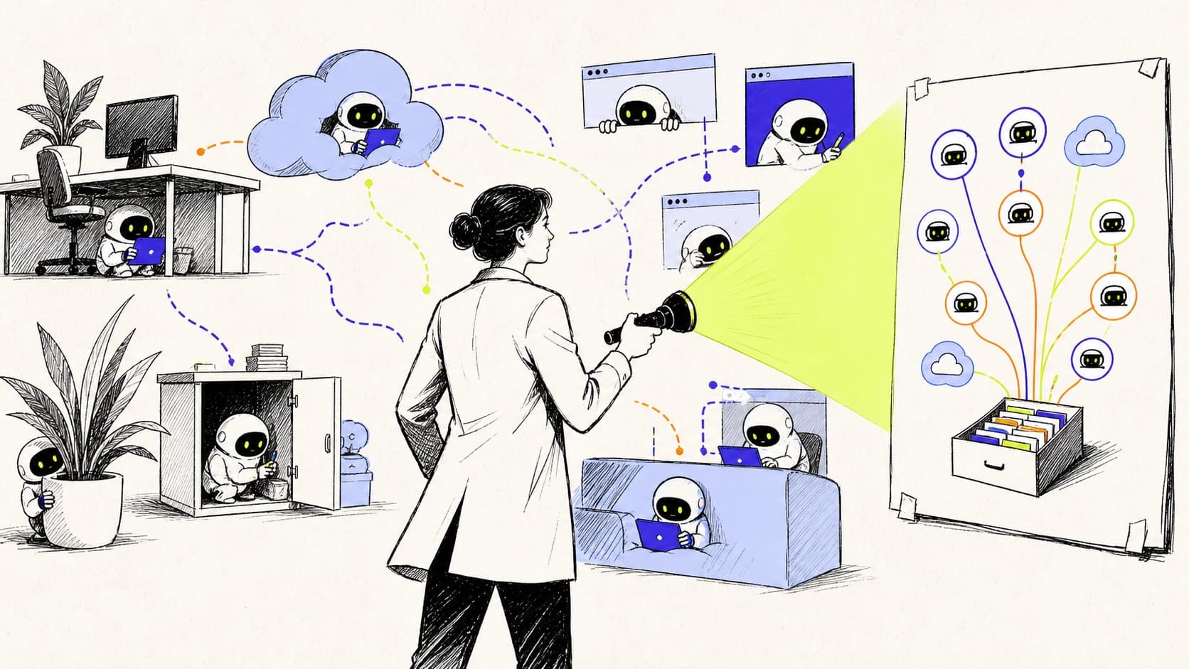 Many hidden AI agents being discovered and organized by a security spotlight
