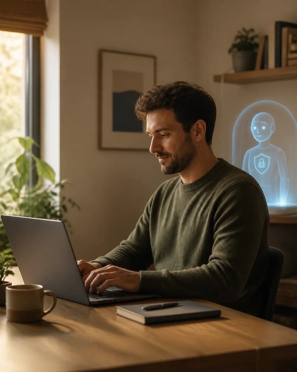 A developer working calmly at home