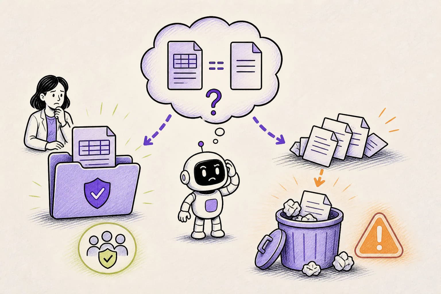 An AI coding agent confusing payroll specification documents with disposable agent-generated files