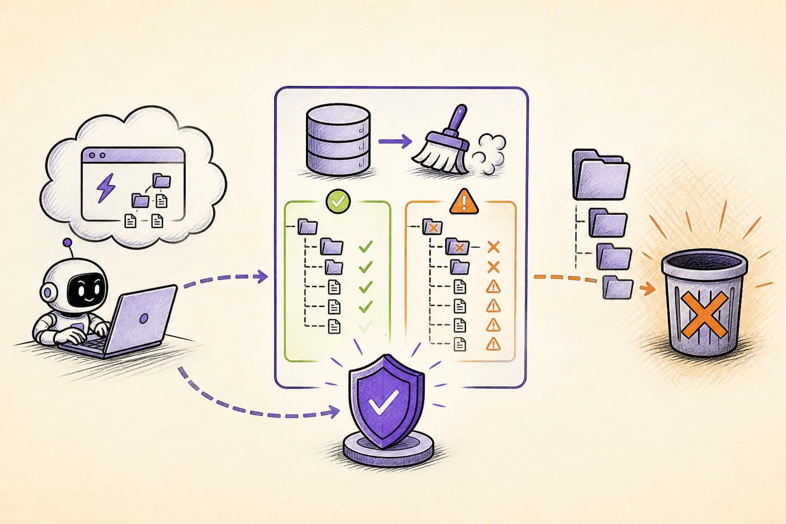A Leash checkpoint previewing the resolved PowerShell targets before allowing cache cleanup