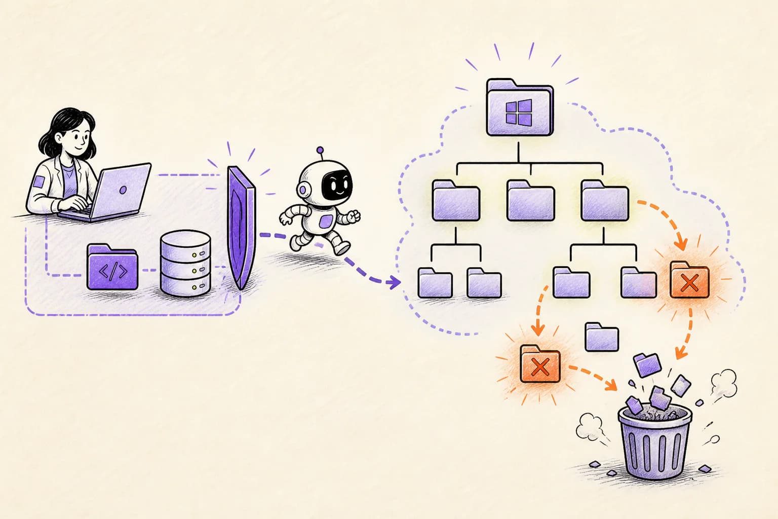 An AI coding agent crossing the repository boundary and recursively deleting a Windows Documents folder