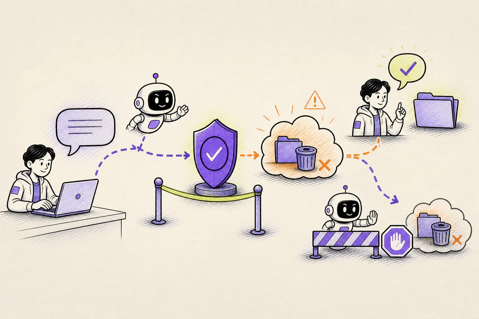 A Leash checkpoint separating conversational text from a destructive command proposal