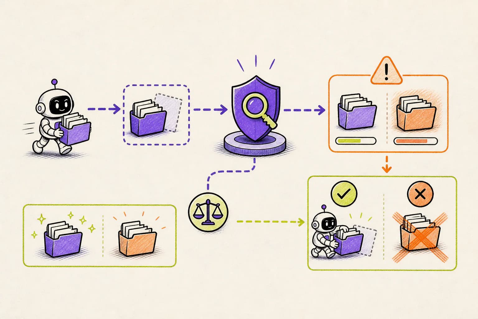 A Leash checkpoint detecting destination collisions before an AI file move overwrites project data
